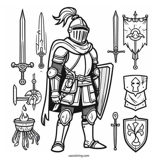 Easy Knight Coloring Sheet For Kids