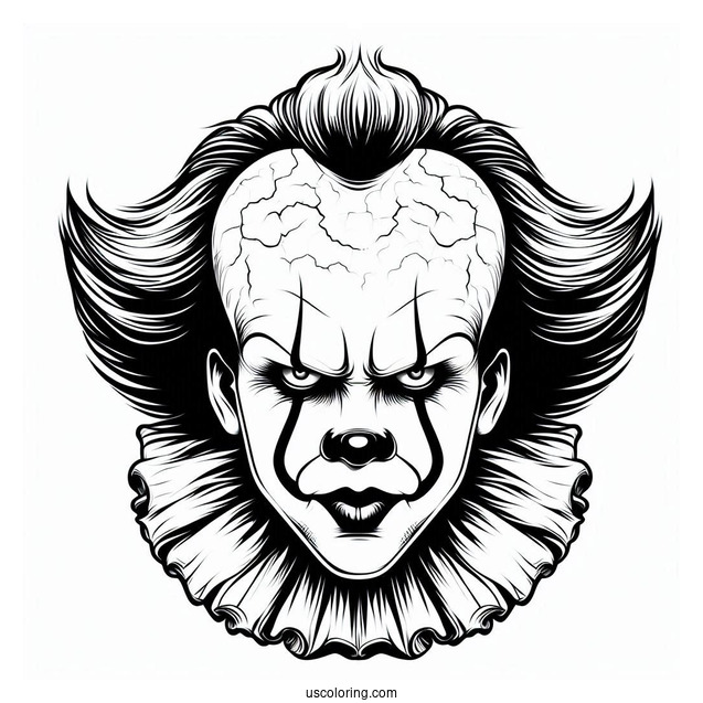 Scary Pennywise Coloring Page Of Face For Kids