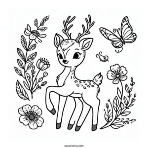 Spring Coloring Page Deer Outline For Preschoolers