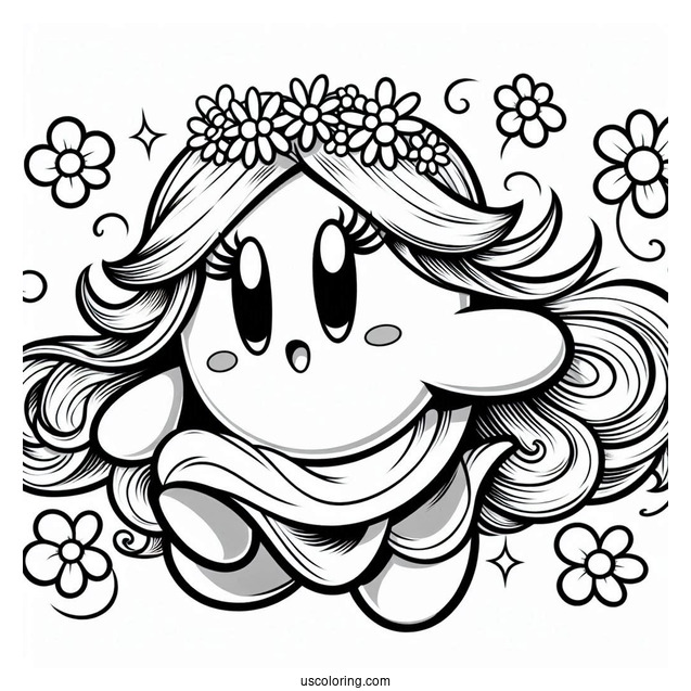 Princess Daisy Coloring Page With Kirby