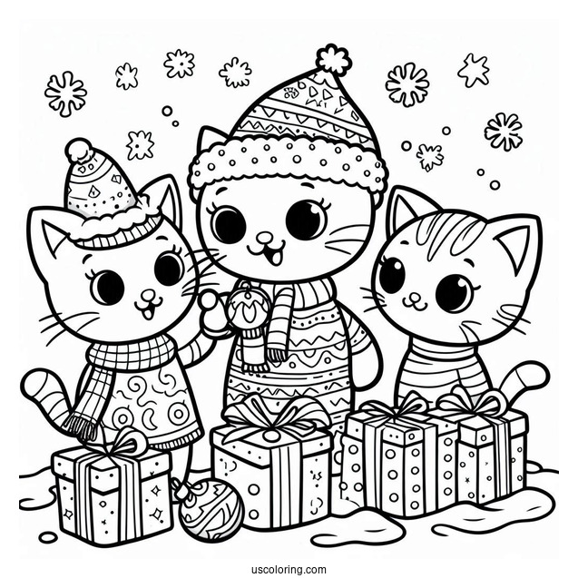 Christmas Themed Pete The Cat Coloring Page