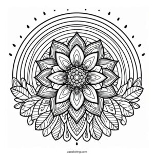 Rainbow Coloring Page Flower Mandala