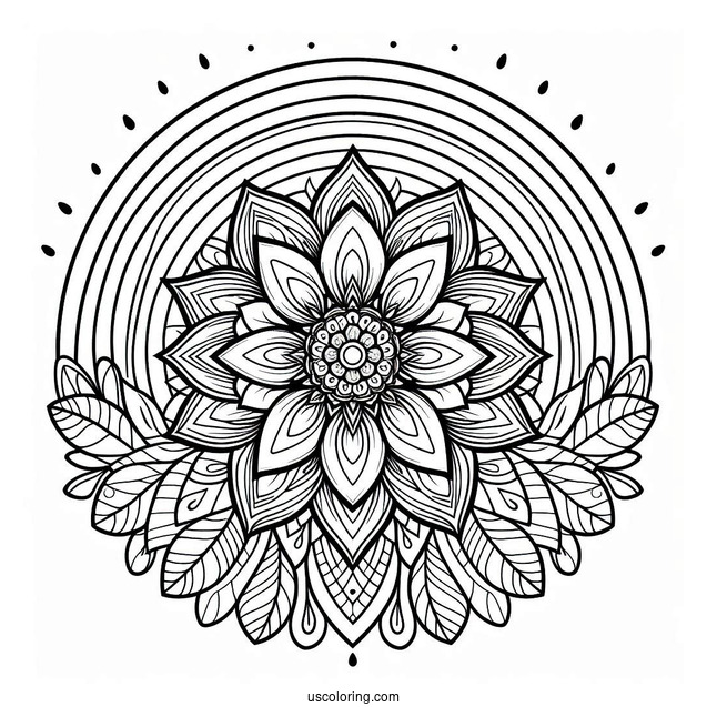 Rainbow Coloring Page Flower Mandala