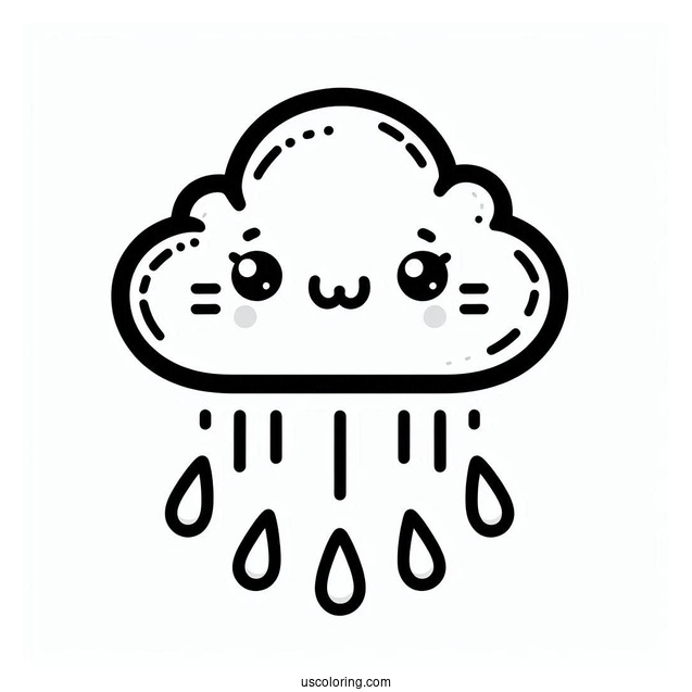 Rain Coloring Page Of Cute Little Raincloud For Preschoolers