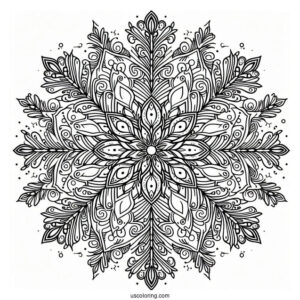 Full Page Of Intricate Snowflake Coloring Page