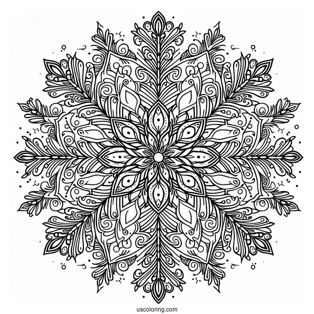 Full Page Of Intricate Snowflake Coloring Page