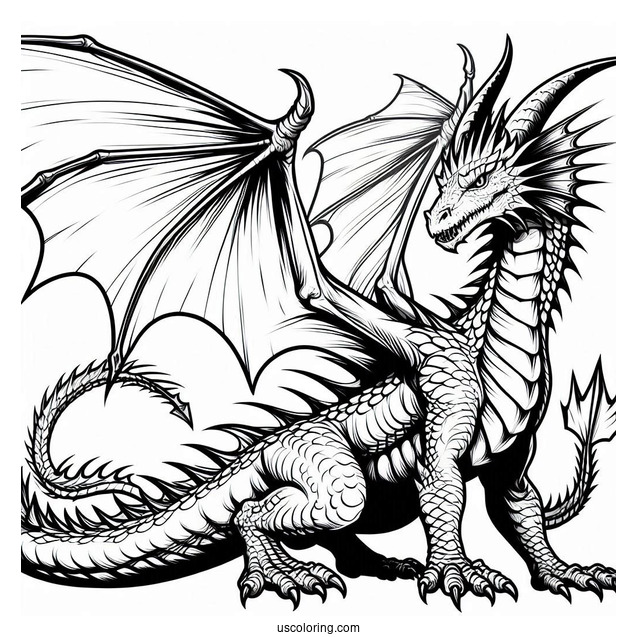 Fierce Looking Dragon With Wings And Claws Out