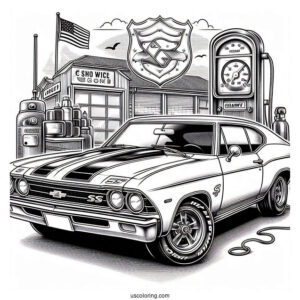Vintage Chevrolet Chevelle SS Coloring Page