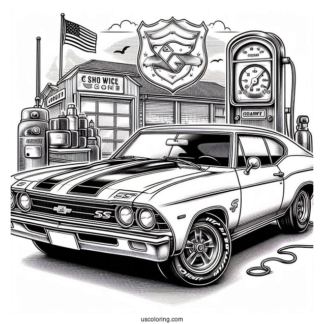 Vintage Chevrolet Chevelle SS Coloring Page