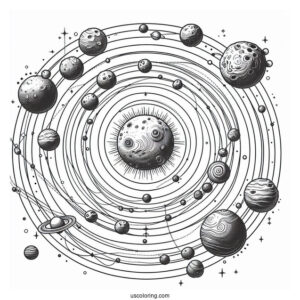 Solar System Map With Asteroid Belt Coloring Page