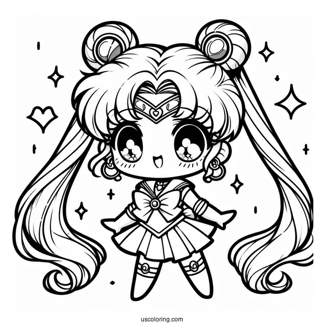 Chibi Kawaii Sailor Moon Coloring In