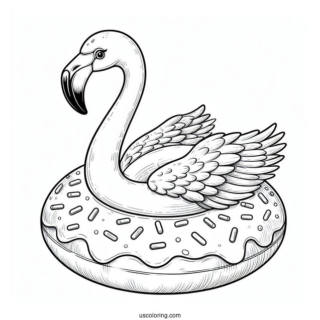 Flamingo Floating On an Inflatable Donut