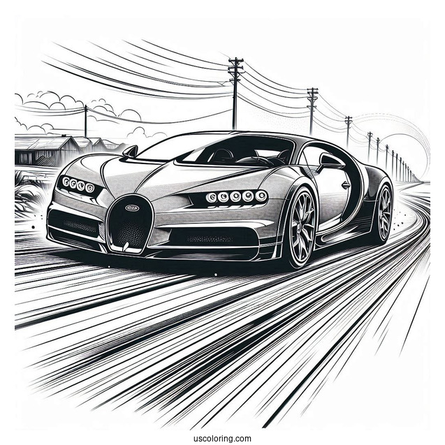 High Speed Bugatti Coloring Page Chiron On The Road