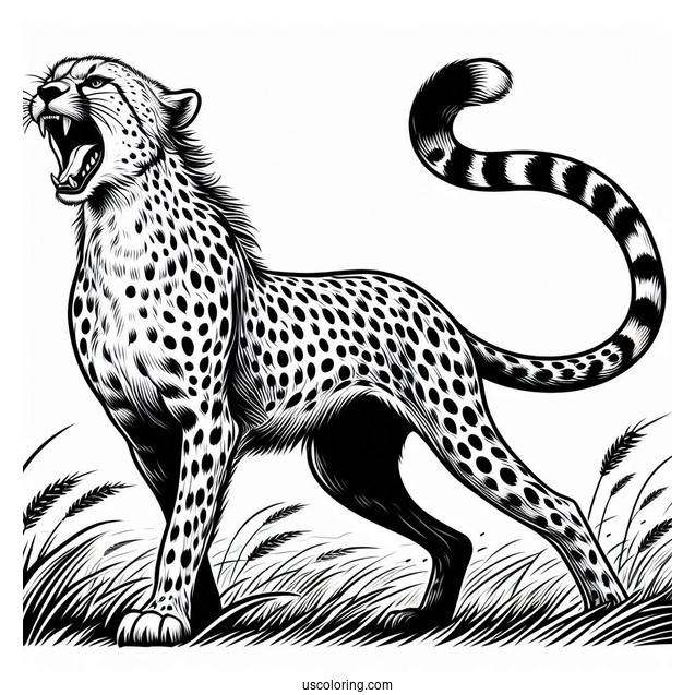 Large Cheetah Coloring Page Hissing