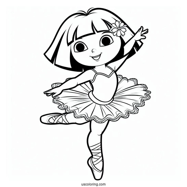 Dora As a Ballerina Coloring Page