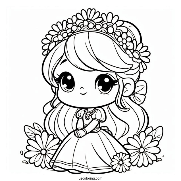 Simple Cartoon Princess Daisy Coloring Page For Kids