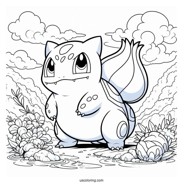Bulbasaur Coloring Page In Battle Mode