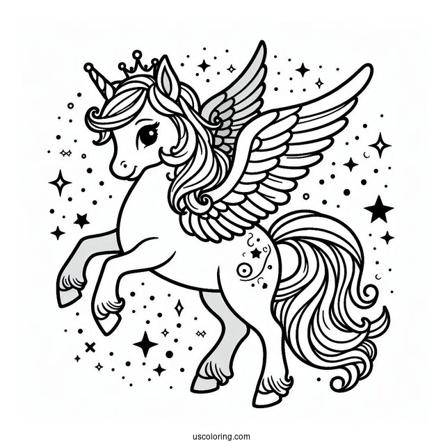 Simple Cute Pegasus Coloring Page For Kids