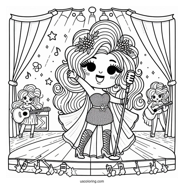 Sing Coloring Page Of Nana Noodleman In Diva Outfit On Stage