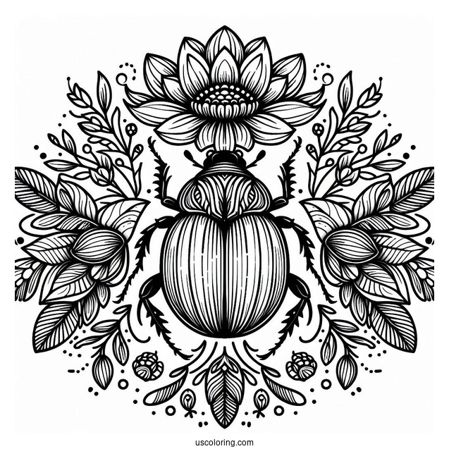 Flower Beetle Coloring Page Mandala