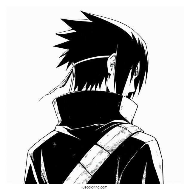 Uchiha Sasuke Coloring Page Looking Back