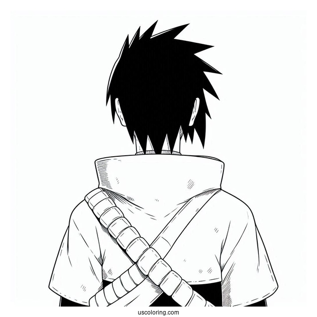 Uchiha Sasuke Coloring Page Looking Back