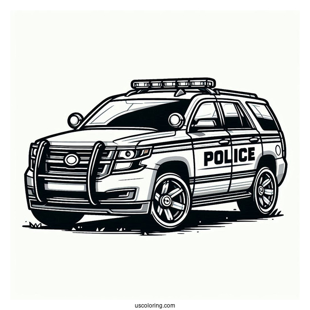 SUV Police Car Coloring Sheet