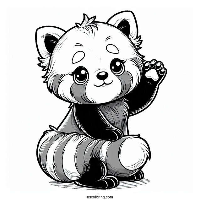 Adorable Red Panda With Hands Raised