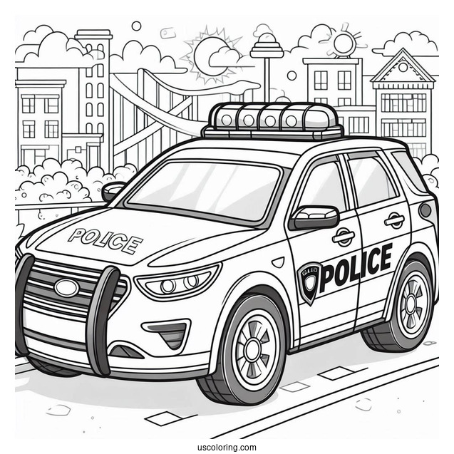 Poli Police Car Coloring Page For Preschoolers