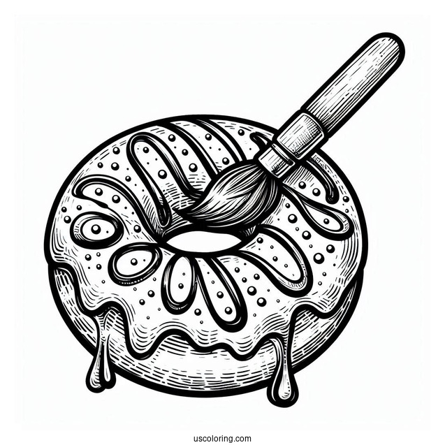 Painter Donut Coloring Page Sketching A Donut