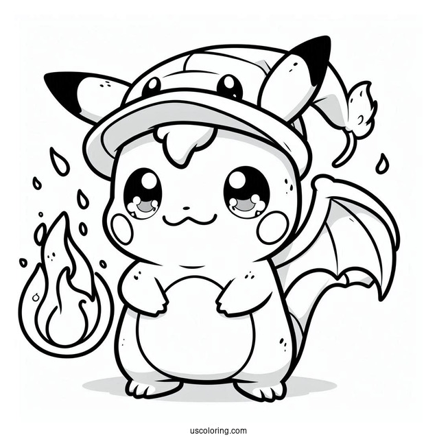 Kawaii Pikachu In Charizard Costume