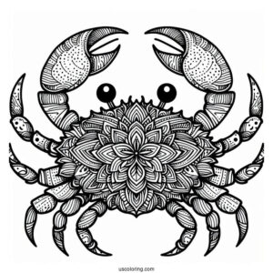 Intricate Crab Coloring Page Mandala