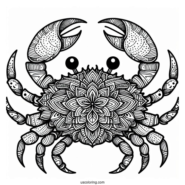 Intricate Crab Coloring Page Mandala