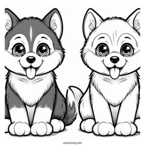 Husky Puppy With Tongue Out Coloring Page
