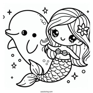 Kawaii Dolphin And Mermaid Picture