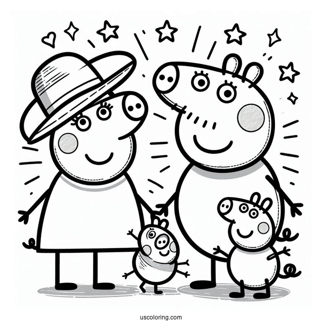 Mummy And Daddy Pig With Peppa And George