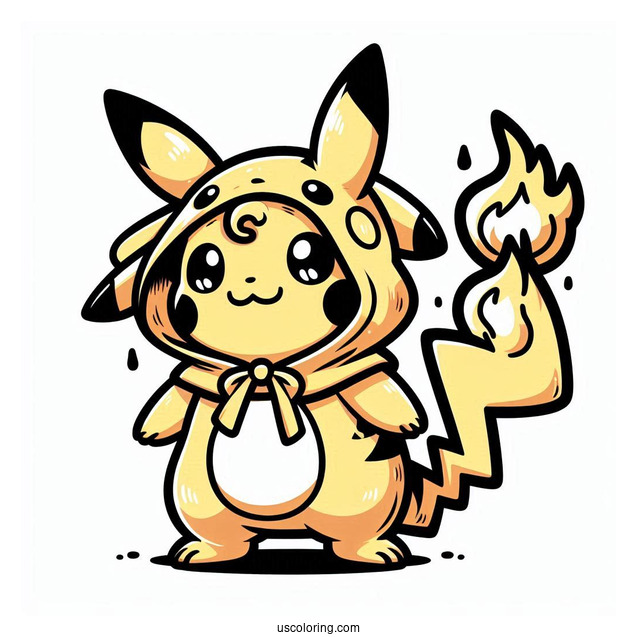 Kawaii Pikachu In Charizard Costume