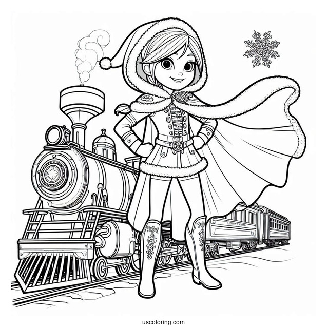 Polar Express Coloring Page Of Hero Girl For Kids