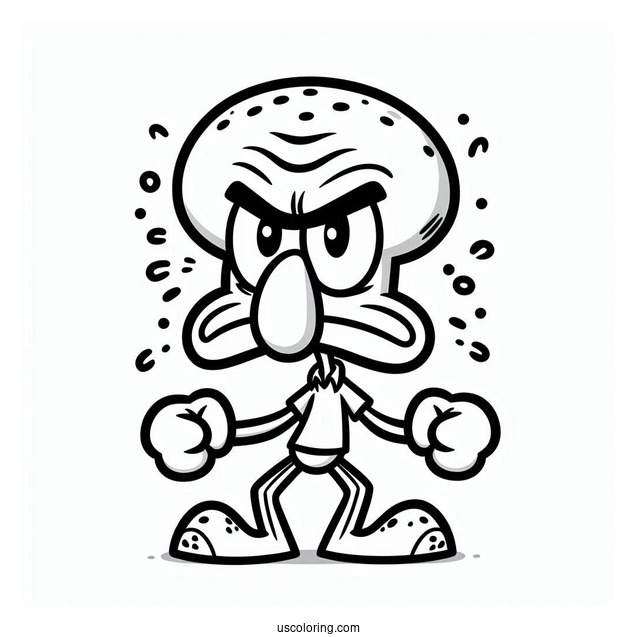 Angry Squidward Coloring Page Inside The Krusty Krab