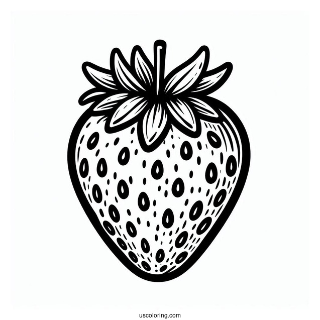 Realistic Strawberry Coloring Page Flashcard