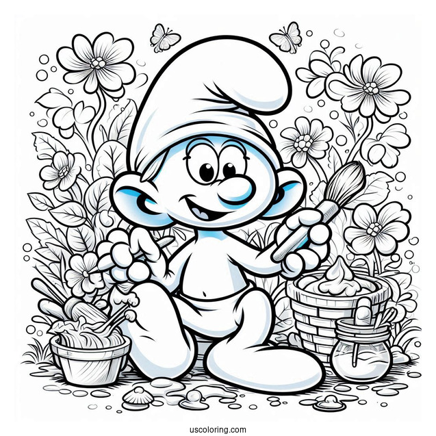 Schleich Greedy Smurf Coloring Page