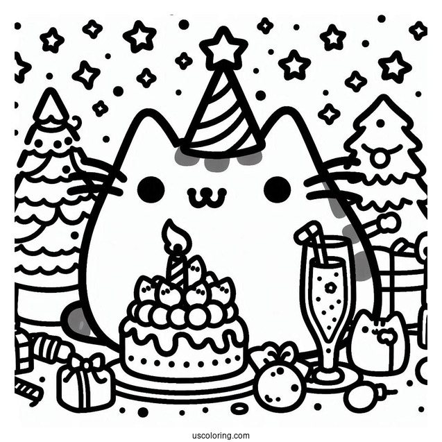 Pusheen Having a Party On NYE