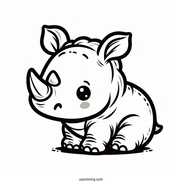 Cute Baby Rhino To Color