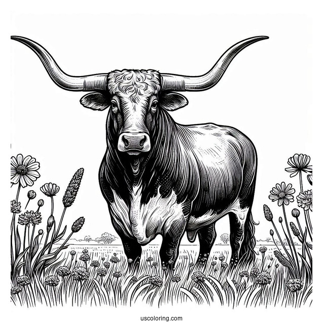 Texas Longhorn In The Field