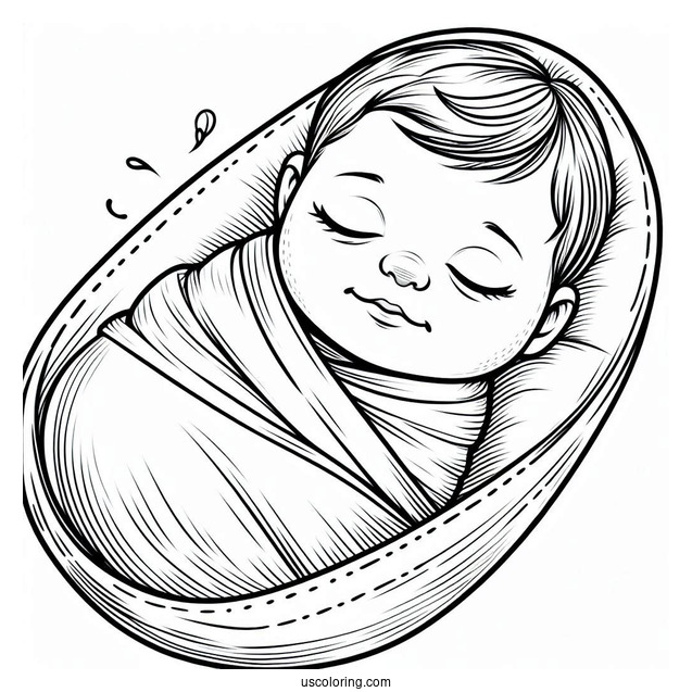 Baby Coloring Page Swaddled In Blanket