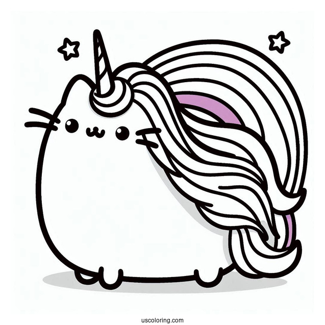 Unicorn Pusheen With Long Rainbow Hair