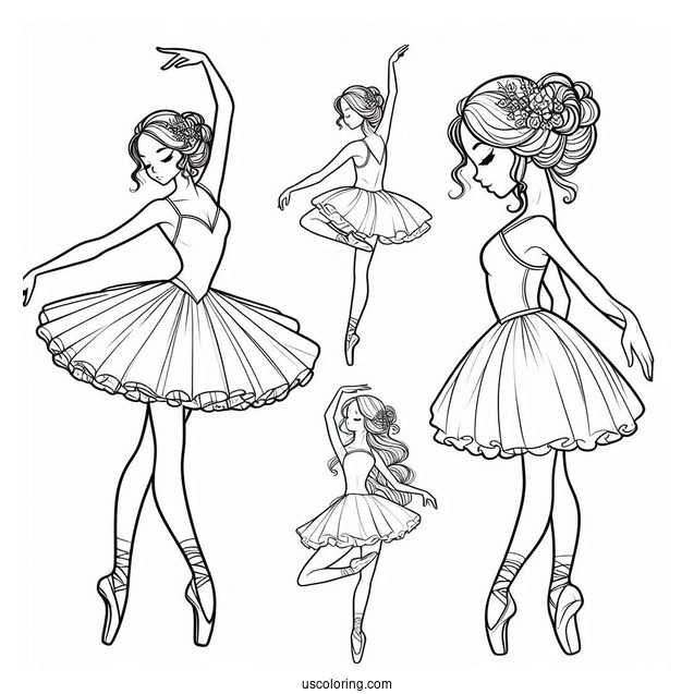 Ballerina Standing On Toes To Color