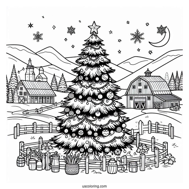 Christmas Tree Farm Coloring Sheet