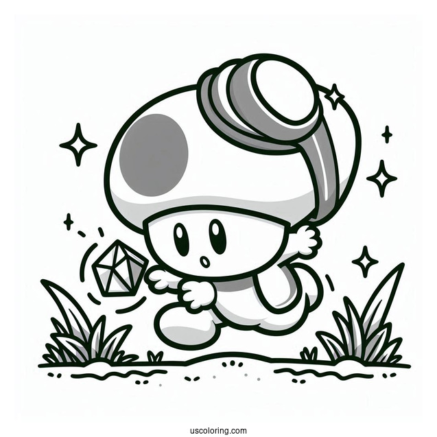 Shy Guy Coloring Page Chasing Miner Toad With Emerald