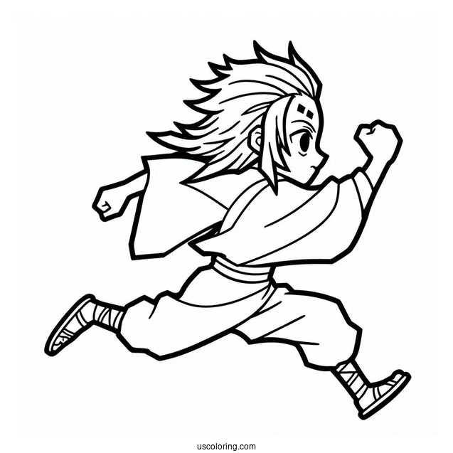 Easy Outline Of Running Tanjiro Coloring Page For Kids